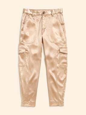 Banana Republic Satin Cargo Jogger Pants Champagne Gold Petite Y2K Luxe